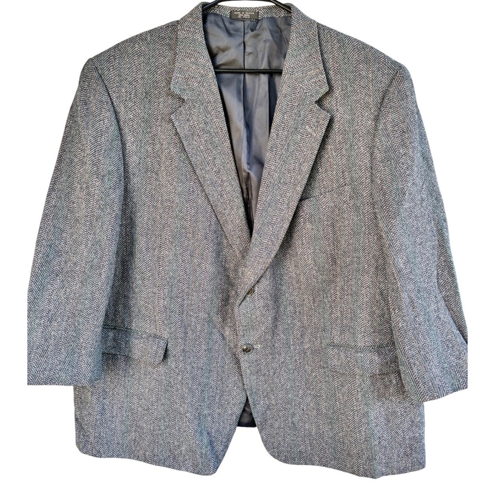 Cricketeer Men's‎ Gray Herringbone Wool Blazer Sport Coat 44R Lambswool
